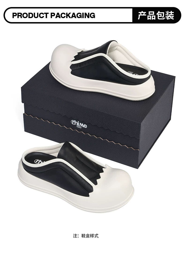 【官方正品】RHIME 蛋壳博肯鞋真皮增高男女同款半拖一脚蹬帆布鞋 9