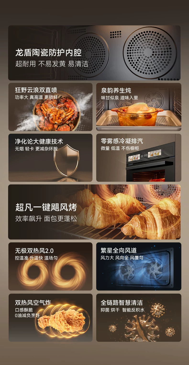 【杨幂推荐】凯度G10pro蒸烤炸一体机嵌入式蒸烤箱家用烤箱双热风 8