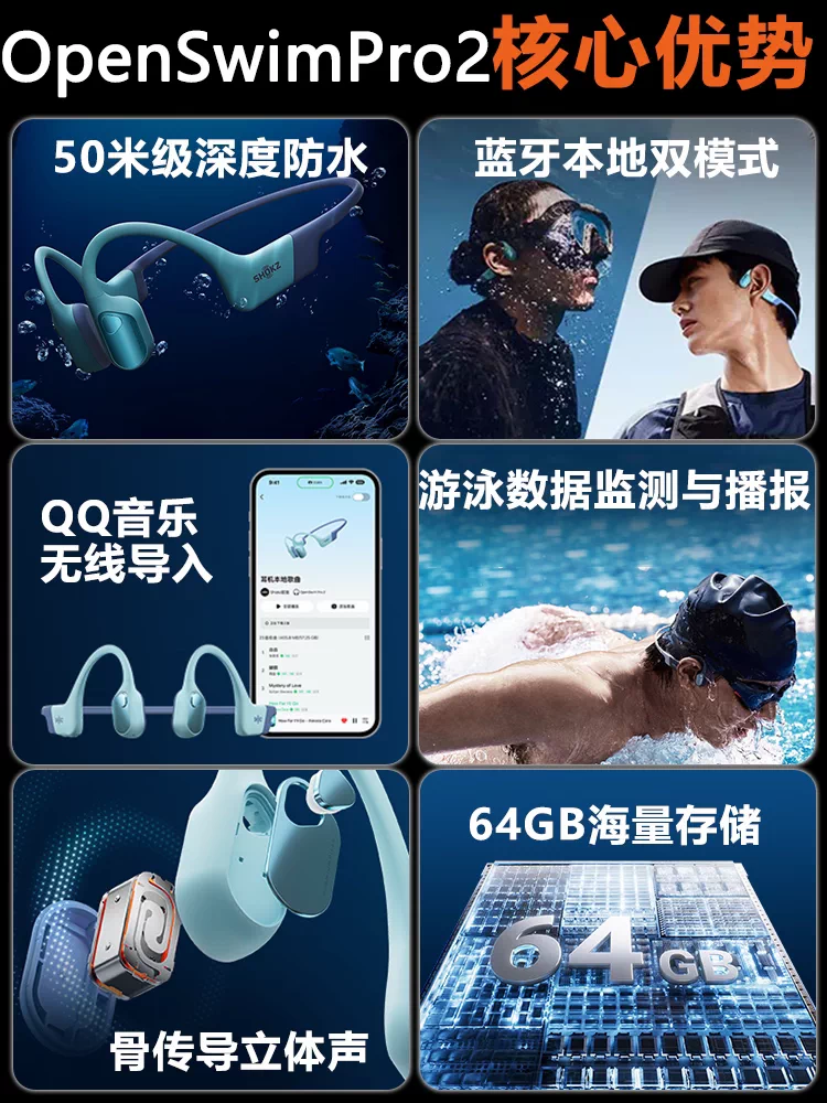 Shokz韶音OpenSwim Pro2 S720骨传导游泳耳机户外运动跑步无线MP3 4