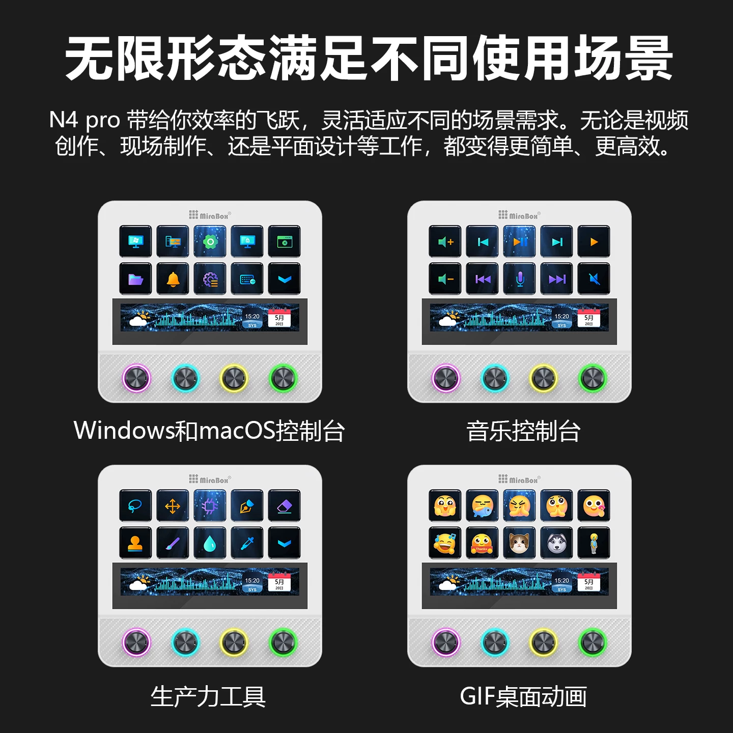 MiraBox妙联宝N4pro可视化控制台电脑桌面streamdeck自定义小键盘 26
