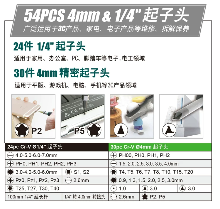 宝工螺丝刀套装57合1 SD-9857M多功能电工起子组眼镜手机维修批头 20