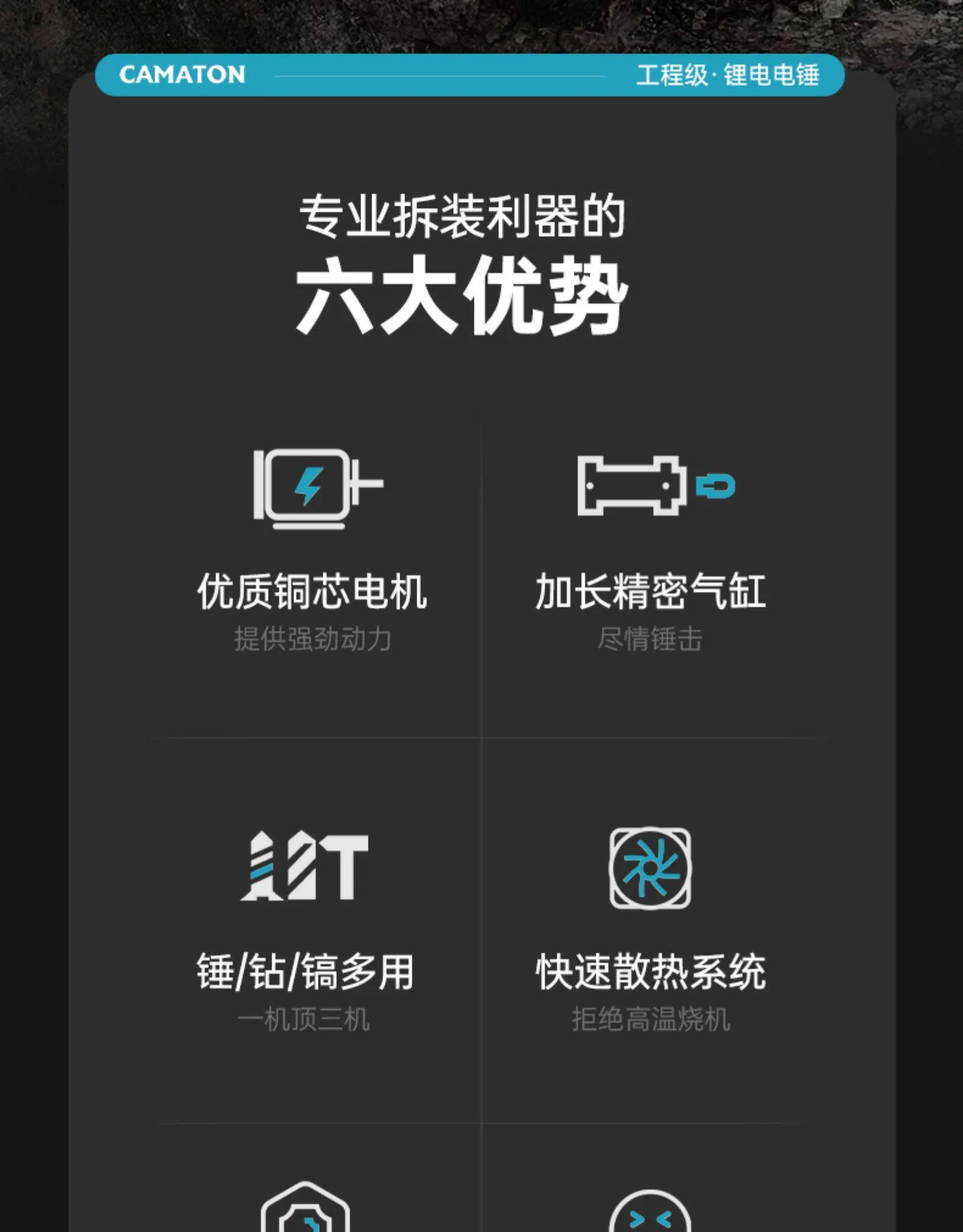 卡玛顿无刷锂电电锤电镐三功能冲击钻混泥土无线充电式工业级电钻 5