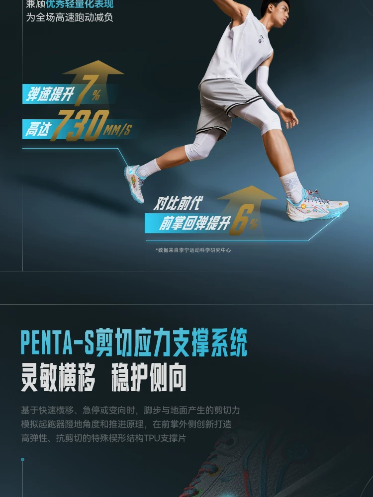 李宁利刃6V2 | 篮球鞋男款青少年专业实战缓震回弹耐磨防滑运动鞋 25
