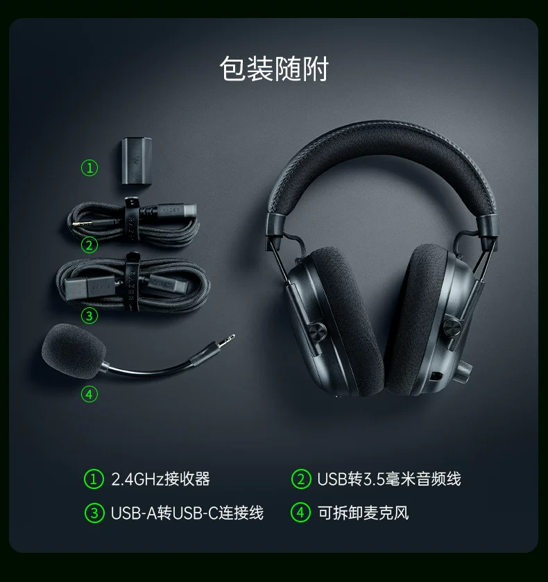Razer雷蛇旋风黑鲨V3专业版Pro蓝牙无线电脑头戴式电竞游戏耳机 18