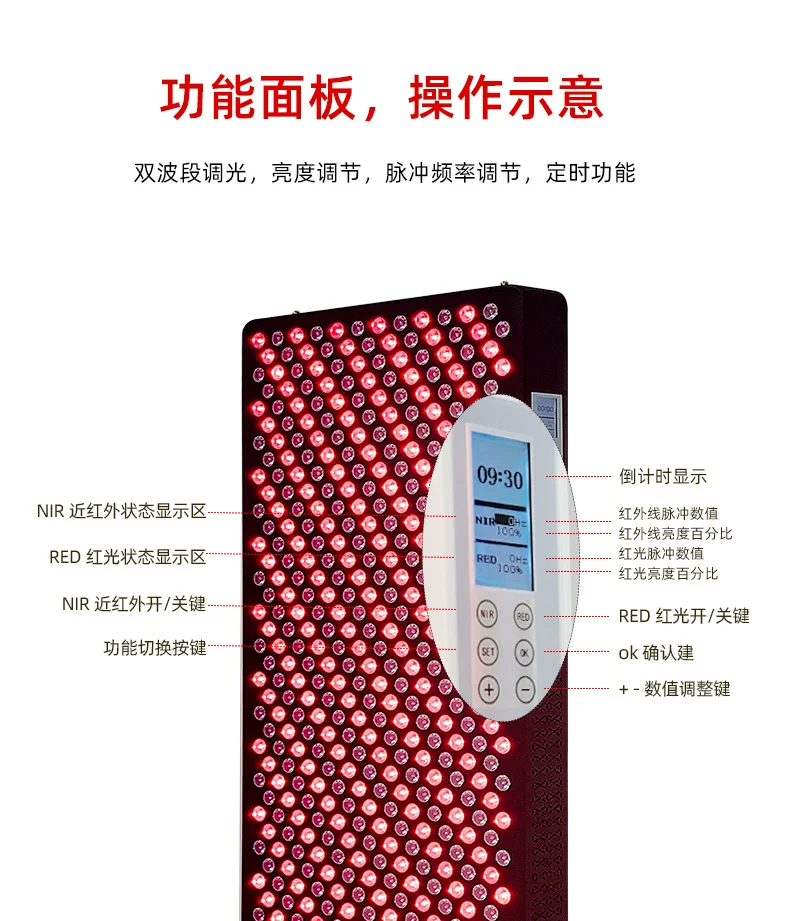 新款家用美容灯近红外线LED理疗灯定时调光脉冲660nm-850nm光疗灯 27