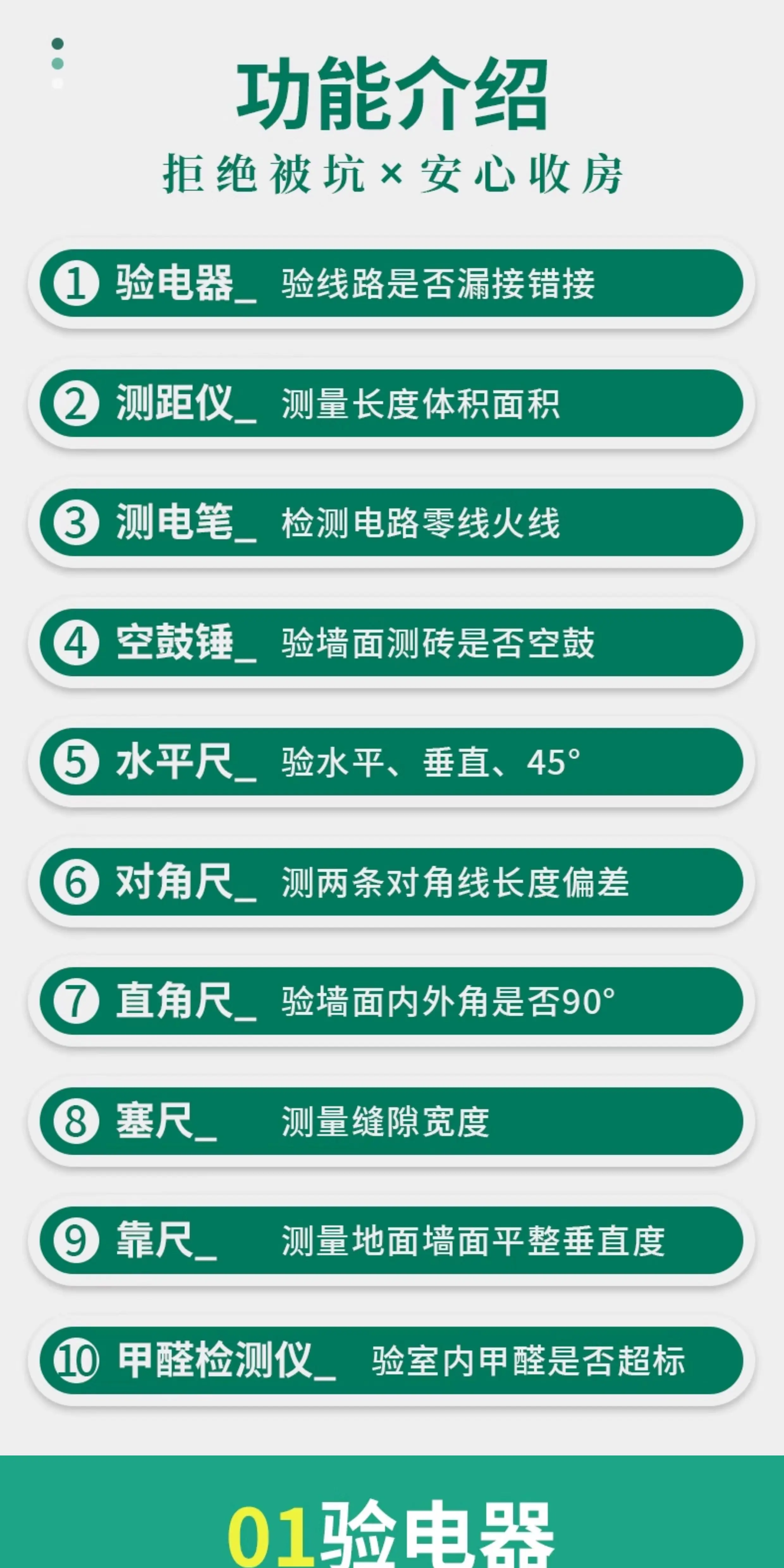 高精度装修验房工具套装验收专业收房收楼精装房毛坯房工具箱包 5