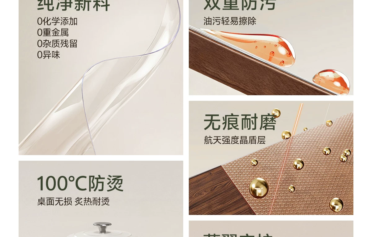 pvc食品级餐桌垫透明软玻璃桌布茶几防水防油防烫免洗桌面保护垫5 16