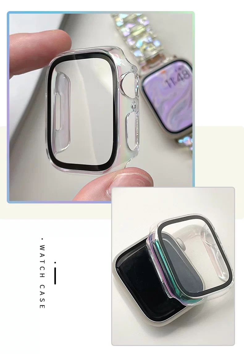 适用iWatchs10苹果手表s9钢化膜保护壳一体式全包保护套SE/7/6/5/ 15