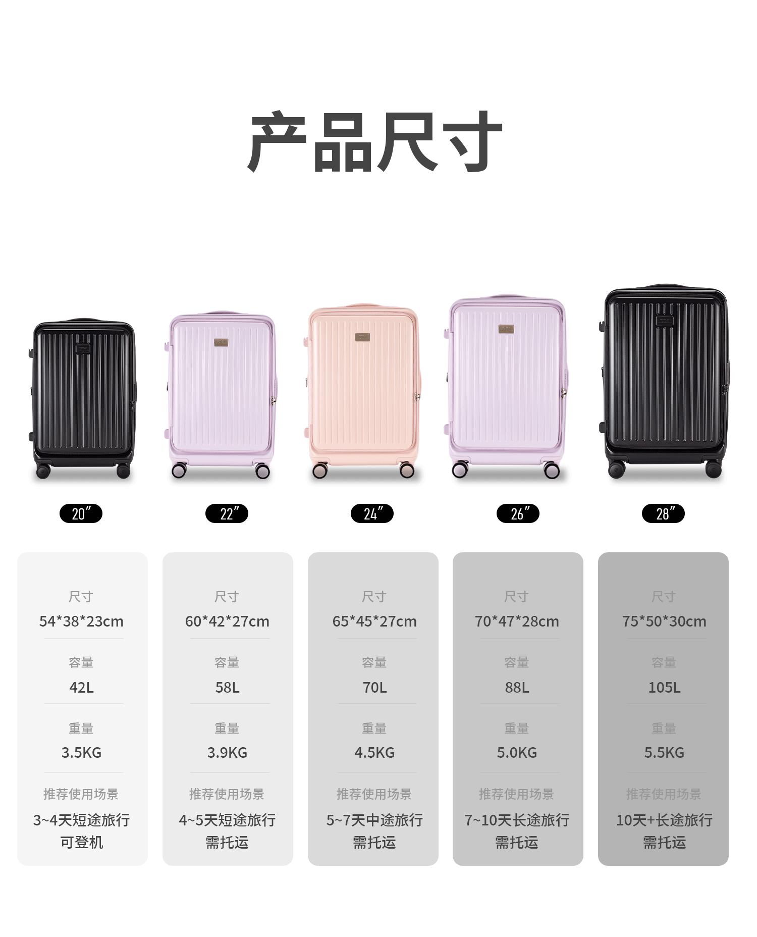 MARRLVE【马尔维】前开口侧开翻盖24寸可扩展旅行李拉杆密码箱子 14