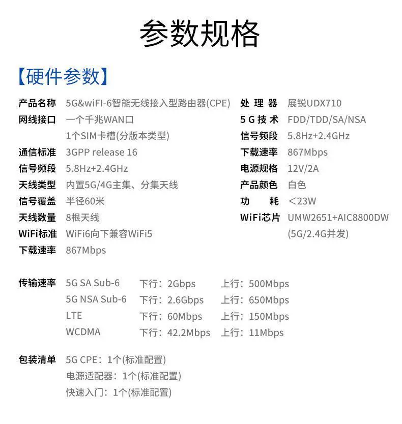 5G插sim卡路由器四全网通千兆国际港澳wifi6室内CPE高速移动广电6 17