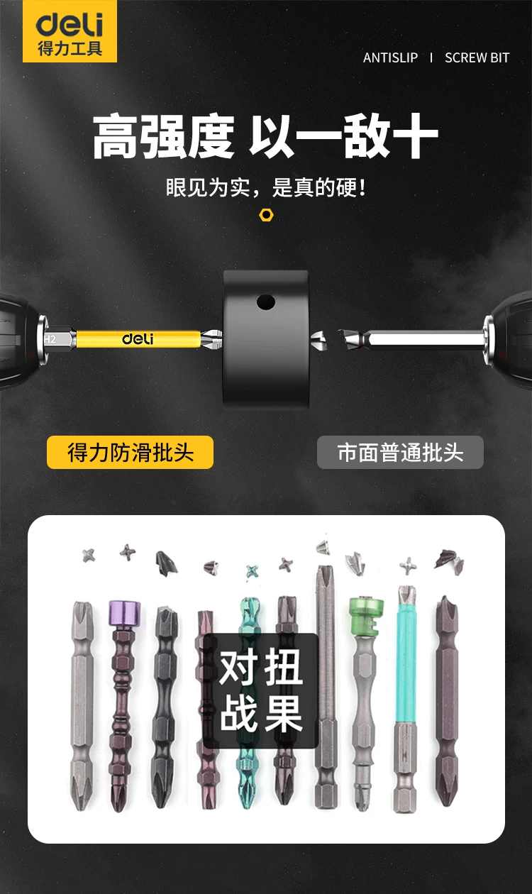 得力防滑十字强磁防滑批头高硬度手电钻钨钢电动螺丝刀工具套装 7