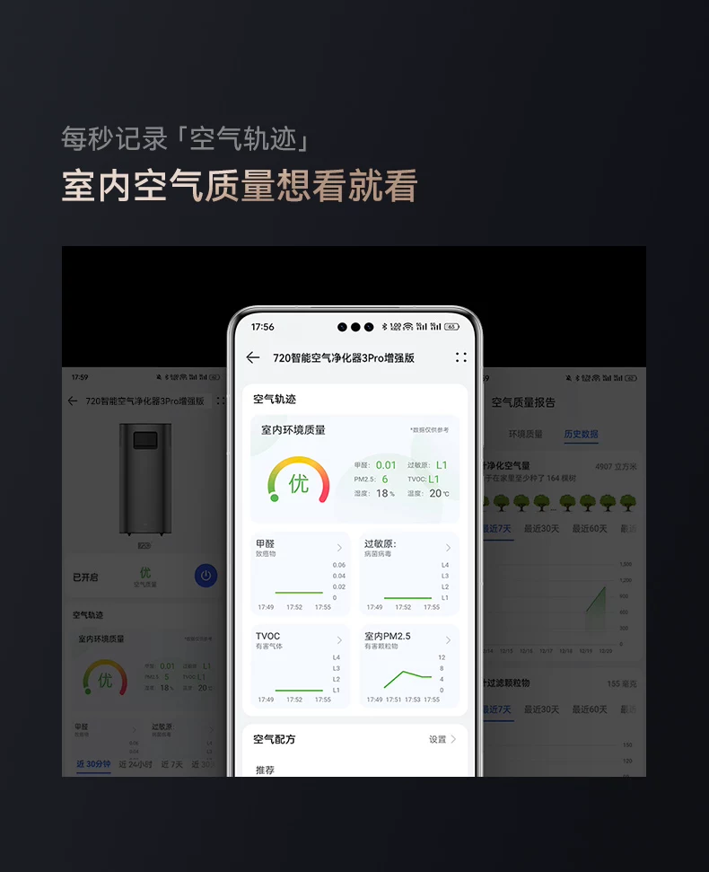 鸿蒙智选 720空气净化器家用除甲醛烟味3i3Pro3S支持华为智慧生活 29
