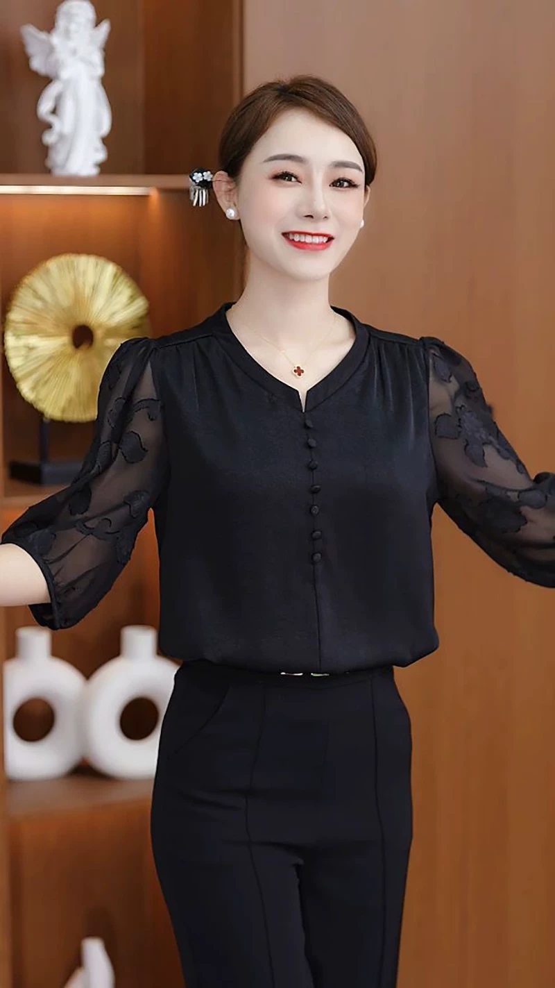 H 高级感夏季新款气质减龄洋气上衣轻奢风设计感百搭修身显瘦上衣 7