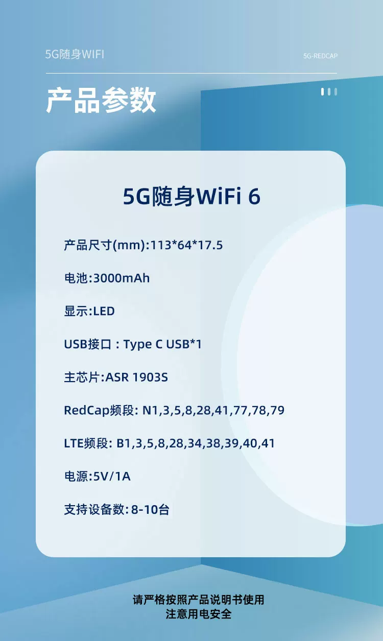可插卡5G REDCAP随身wifi移动无线网络高速上网无线路由器全国通用支持国内外香港澳门台湾车载户外家用热点 4