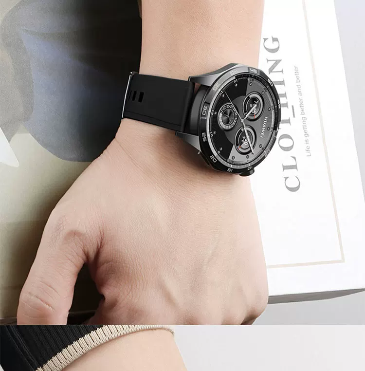 华为GT6/gt5氟橡胶手表带男运动Watch34Pro新款按压式原装表带22 19
