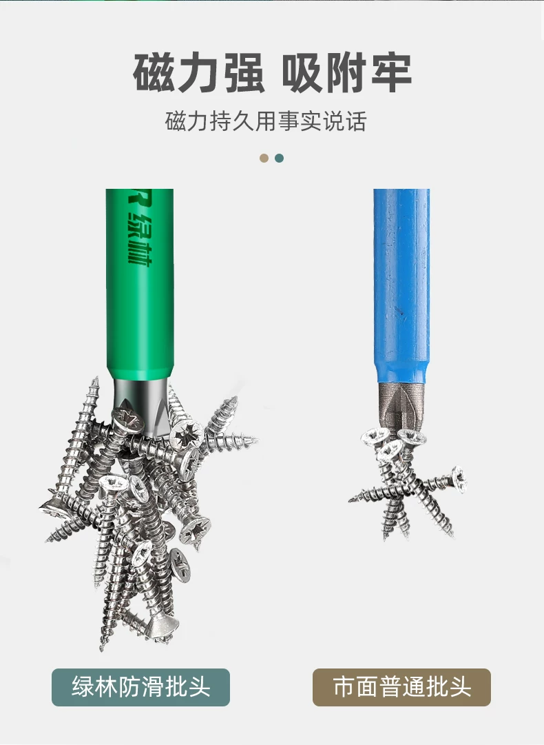 绿林批头防滑十字强磁电动螺丝刀批头套装高硬度披头风批头手电钻 7