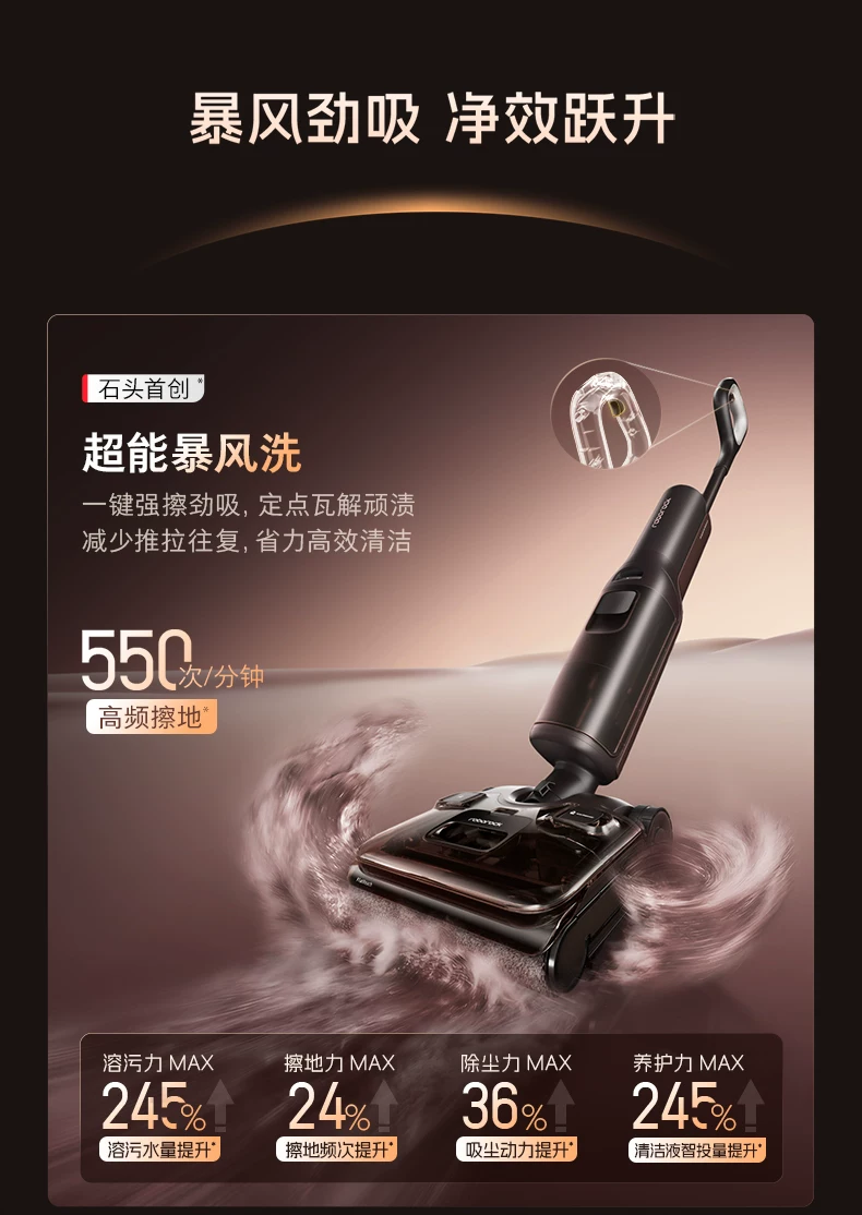 石头智能洗地机A30 Pro2.0全向助力0缠母婴级除菌防臭吸拖一体机 20