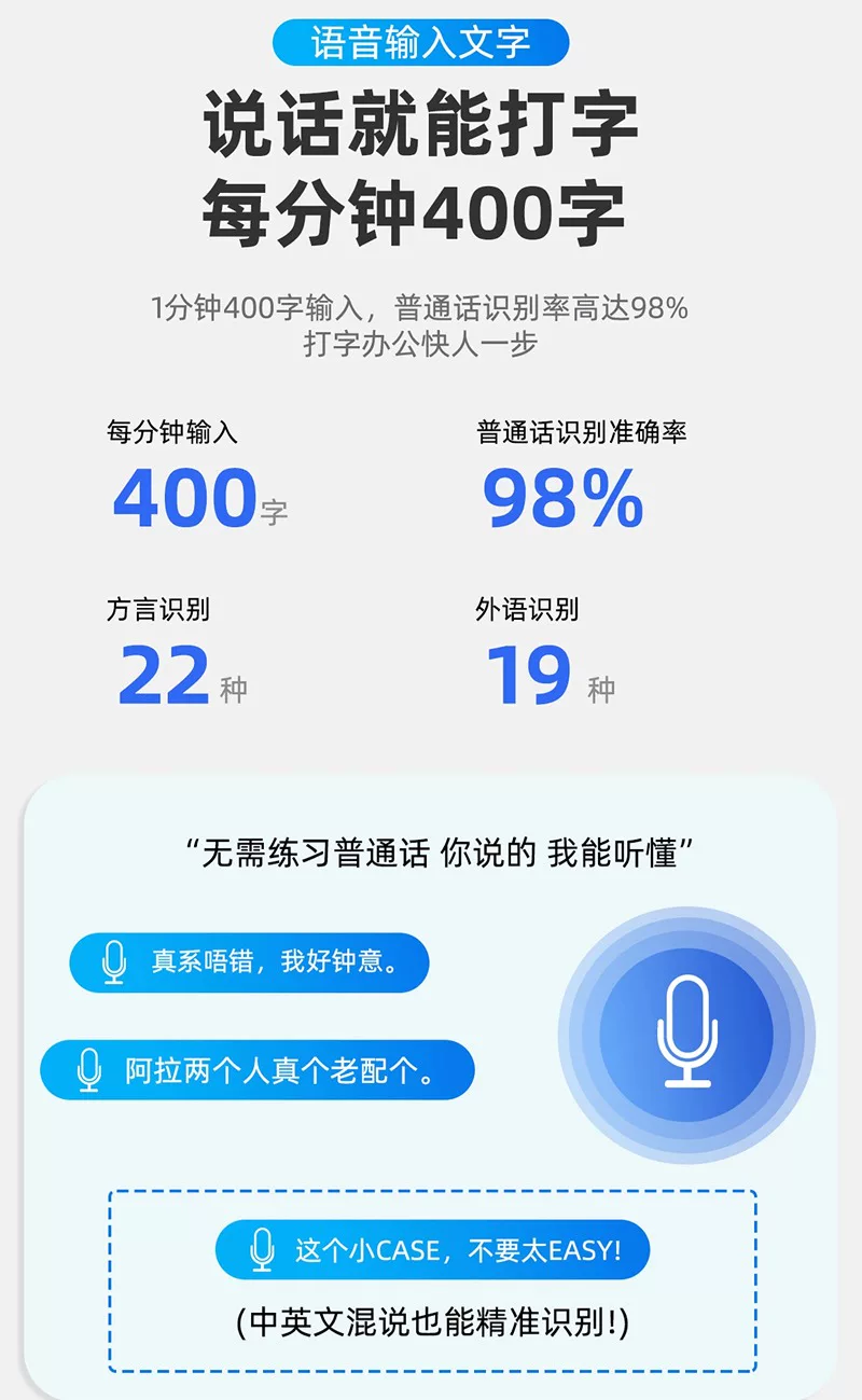 Ai人工智能语音说话声控打字鼠标翻译无线蓝牙适用于华为苹果电脑 22