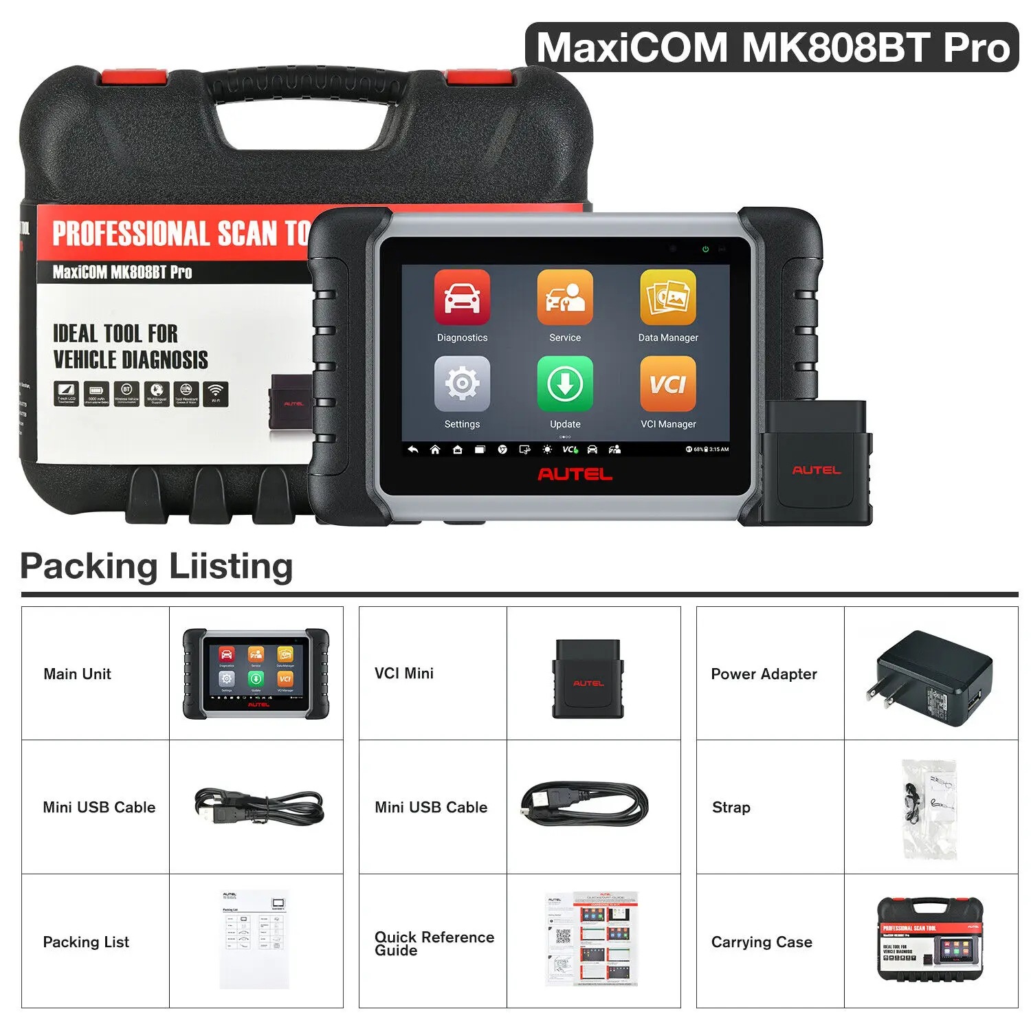 Autel MaxiCOM MK808K-BT双向蓝牙OBD2扫描仪与MK808BT Pro MK808 11
