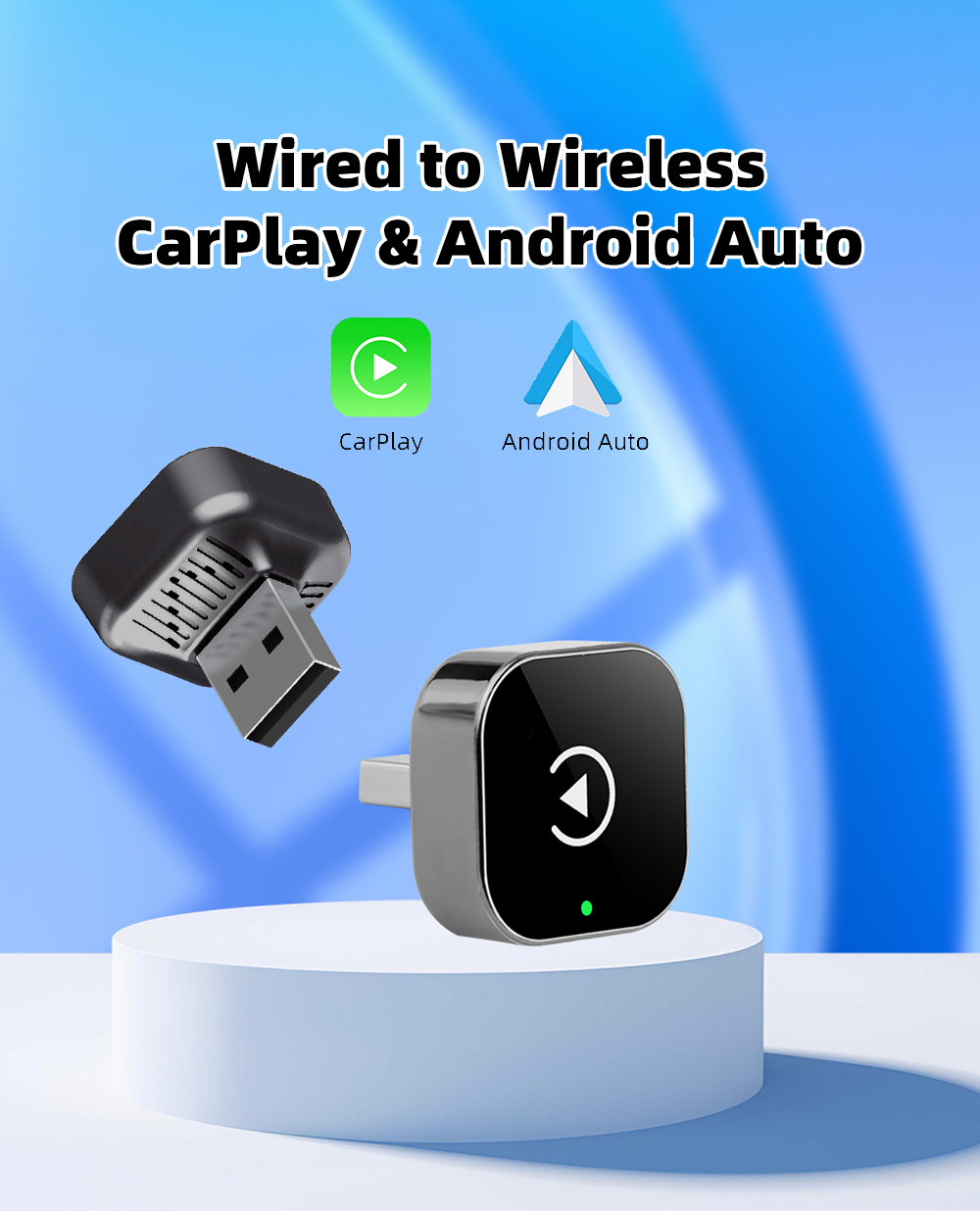 跨境2合1carplay盒子有线转无线Android AUTO适配器车机互联盒子 1