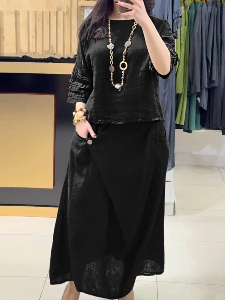 2026跨境欧美亚马逊爆款新款外贸女装休闲纯色宽松裙子两件套装 7