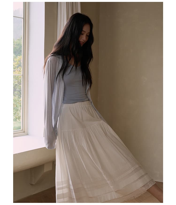 春夏天丝莫代尔开衫女蚕丝羊毛韩系亲肤针织衫轻薄纽扣长袖上衣 27
