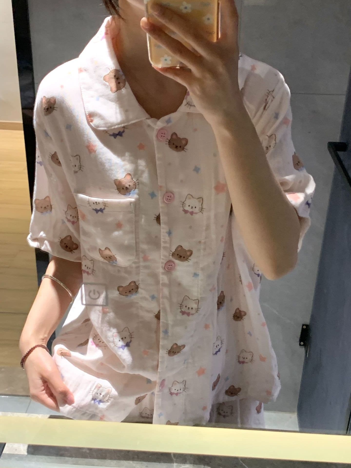 短袖短裤~100%棉A类双层纱小翻领少女睡衣套装夏季家居服 5
