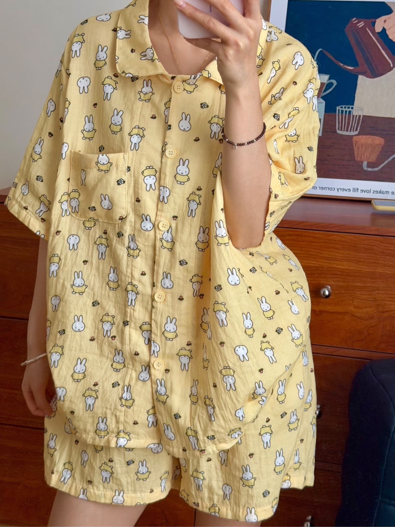 短袖短裤~100%棉A类双层纱小翻领少女睡衣套装夏季家居服 4