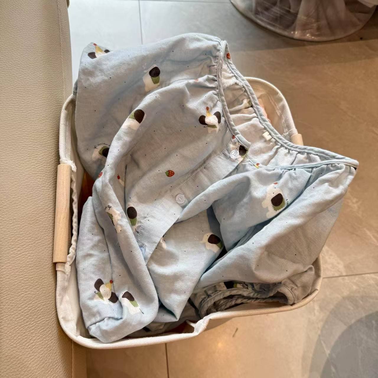 圆领短袖短裤A类全棉双层纱套头睡衣套装家居服纯棉纱布亲肤透气 19
