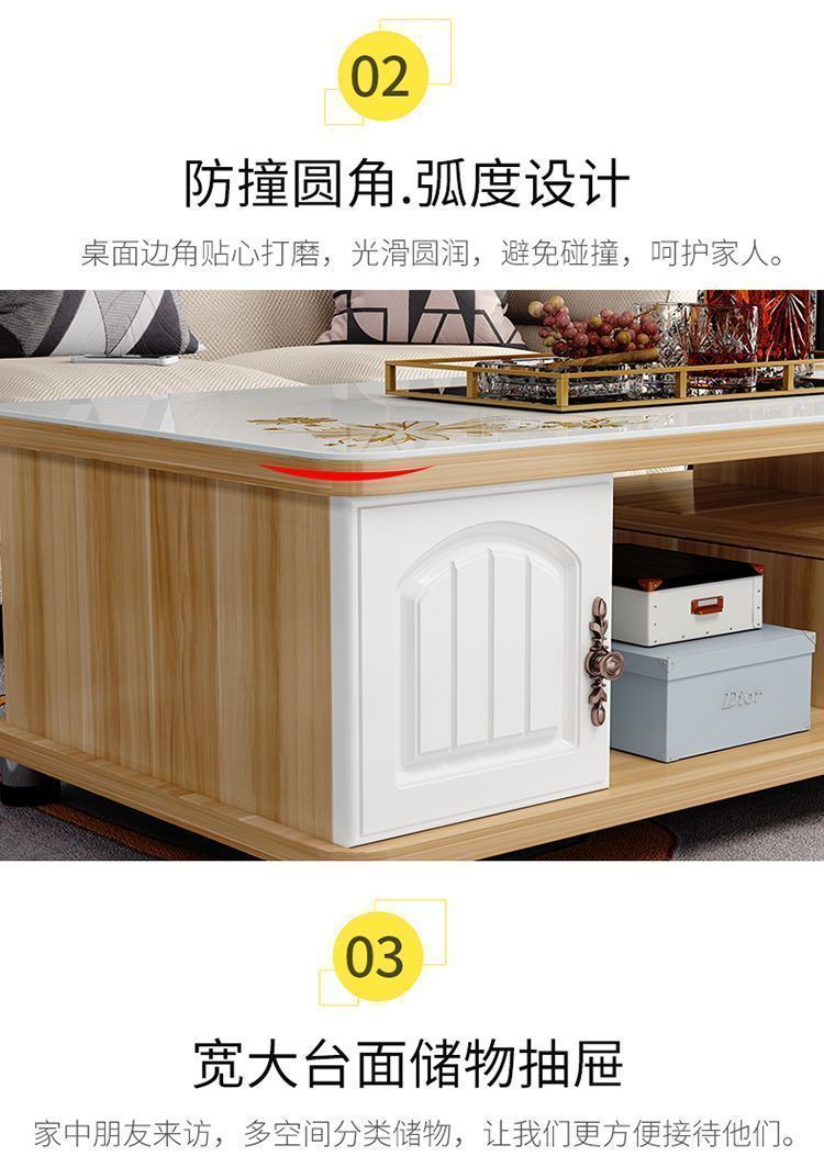 小户型茶几简约电视柜茶几组合小户型钢化客厅玻璃茶桌桌茶几客厅 9
