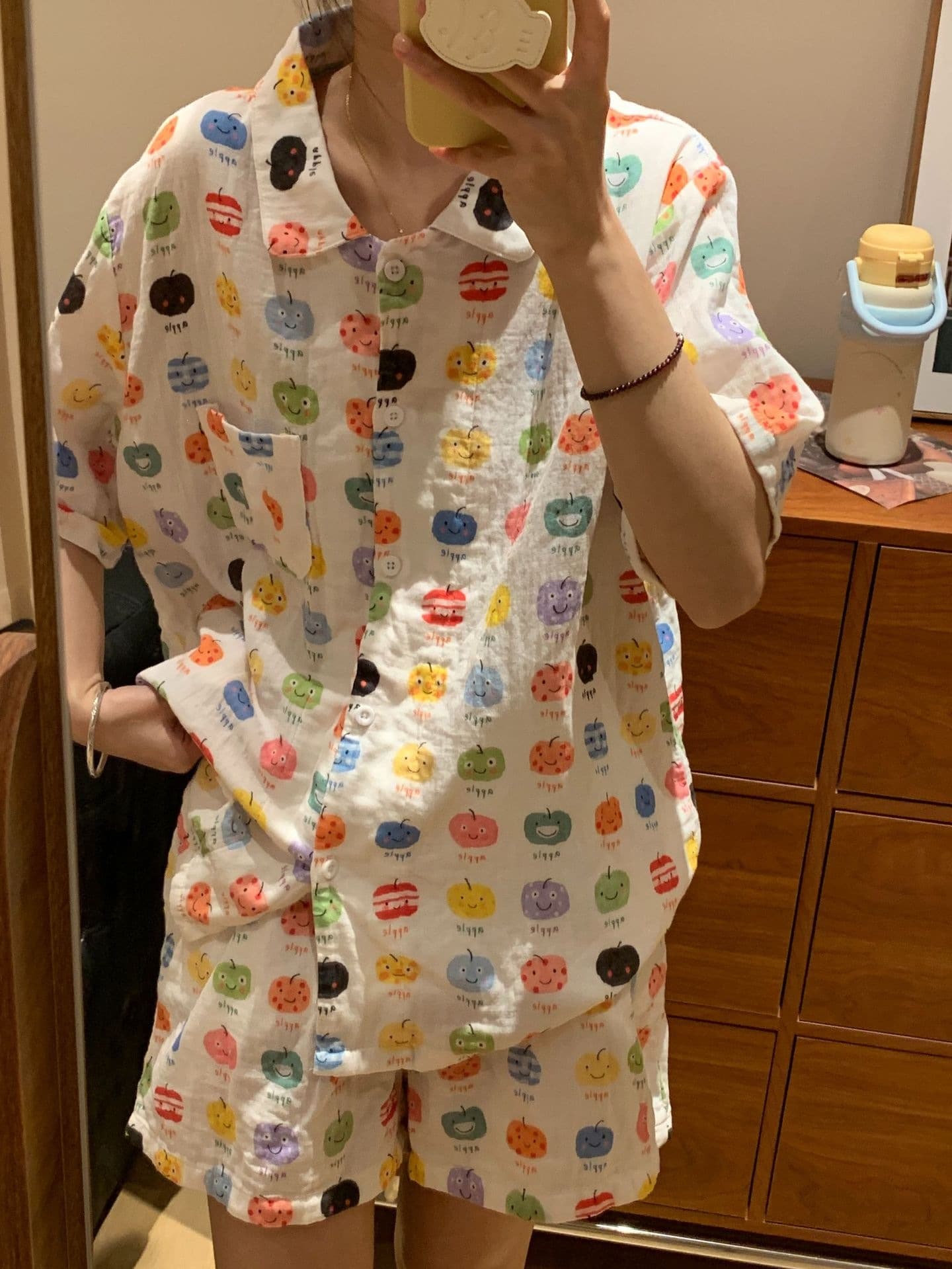短袖短裤~100%棉A类双层纱小翻领少女睡衣套装夏季家居服 13