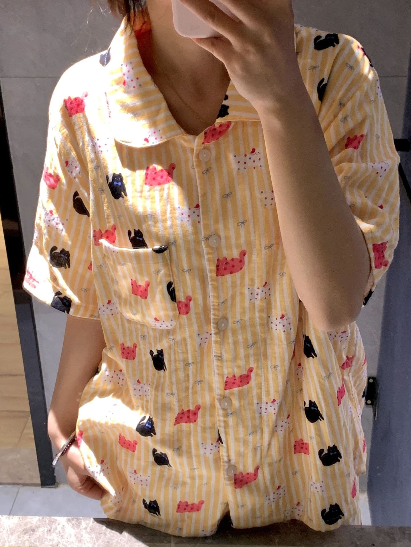 短袖短裤~100%棉A类双层纱小翻领少女睡衣套装夏季家居服 7