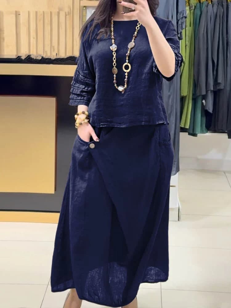 2026跨境欧美亚马逊爆款新款外贸女装休闲纯色宽松裙子两件套装 6
