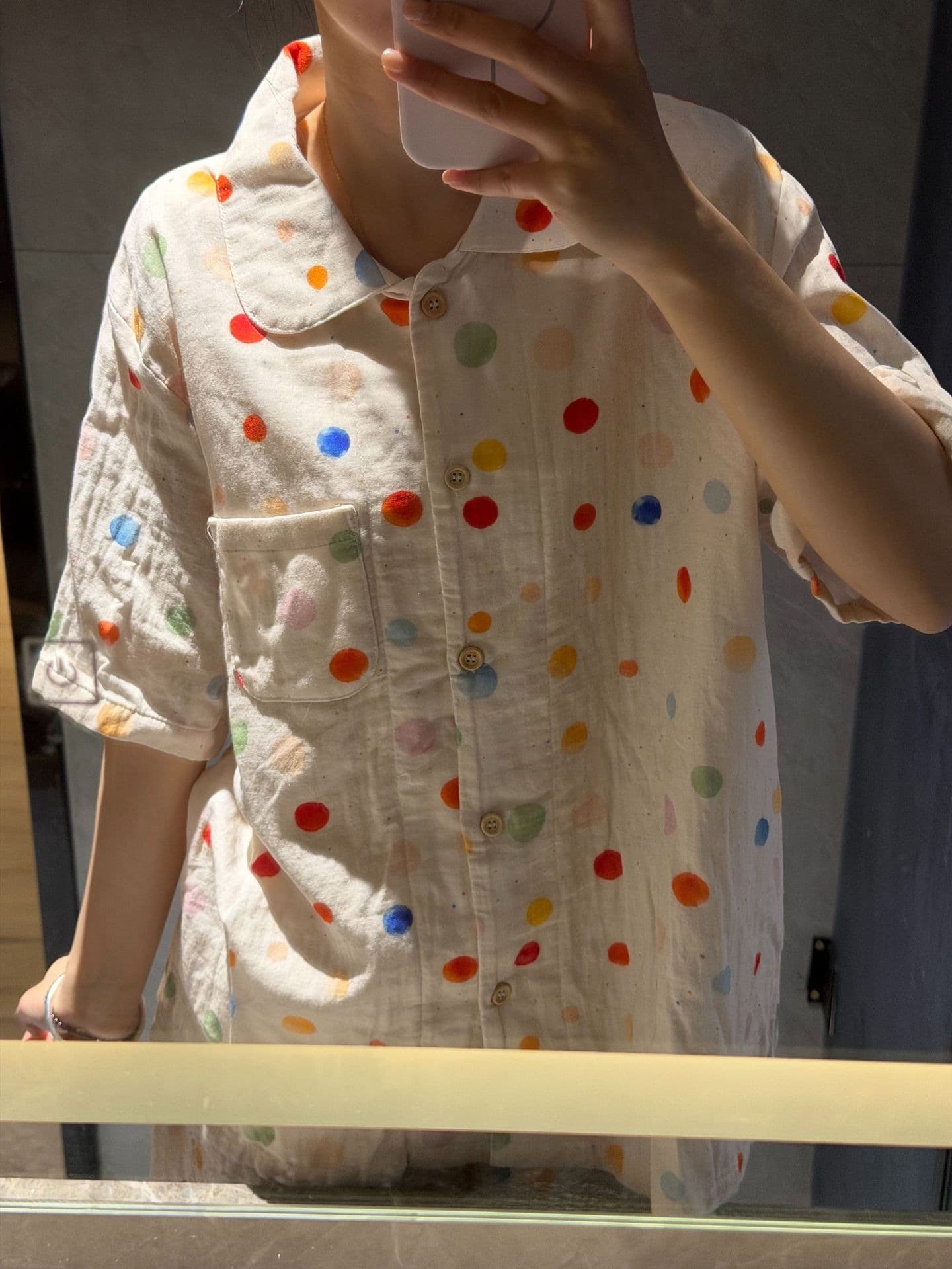 短袖短裤~100%棉A类双层纱小翻领少女睡衣套装夏季家居服 11