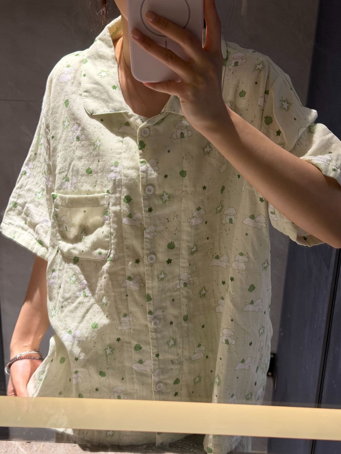短袖短裤~100%棉A类双层纱小翻领少女睡衣套装夏季家居服 9