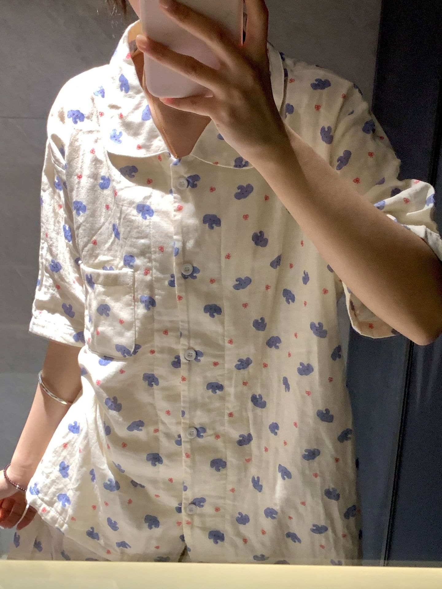 短袖短裤~100%棉A类双层纱小翻领少女睡衣套装夏季家居服 8