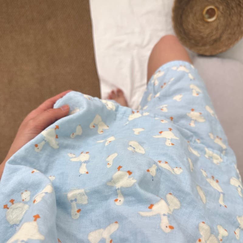 圆领短袖短裤A类全棉双层纱套头睡衣套装家居服纯棉纱布亲肤透气 27