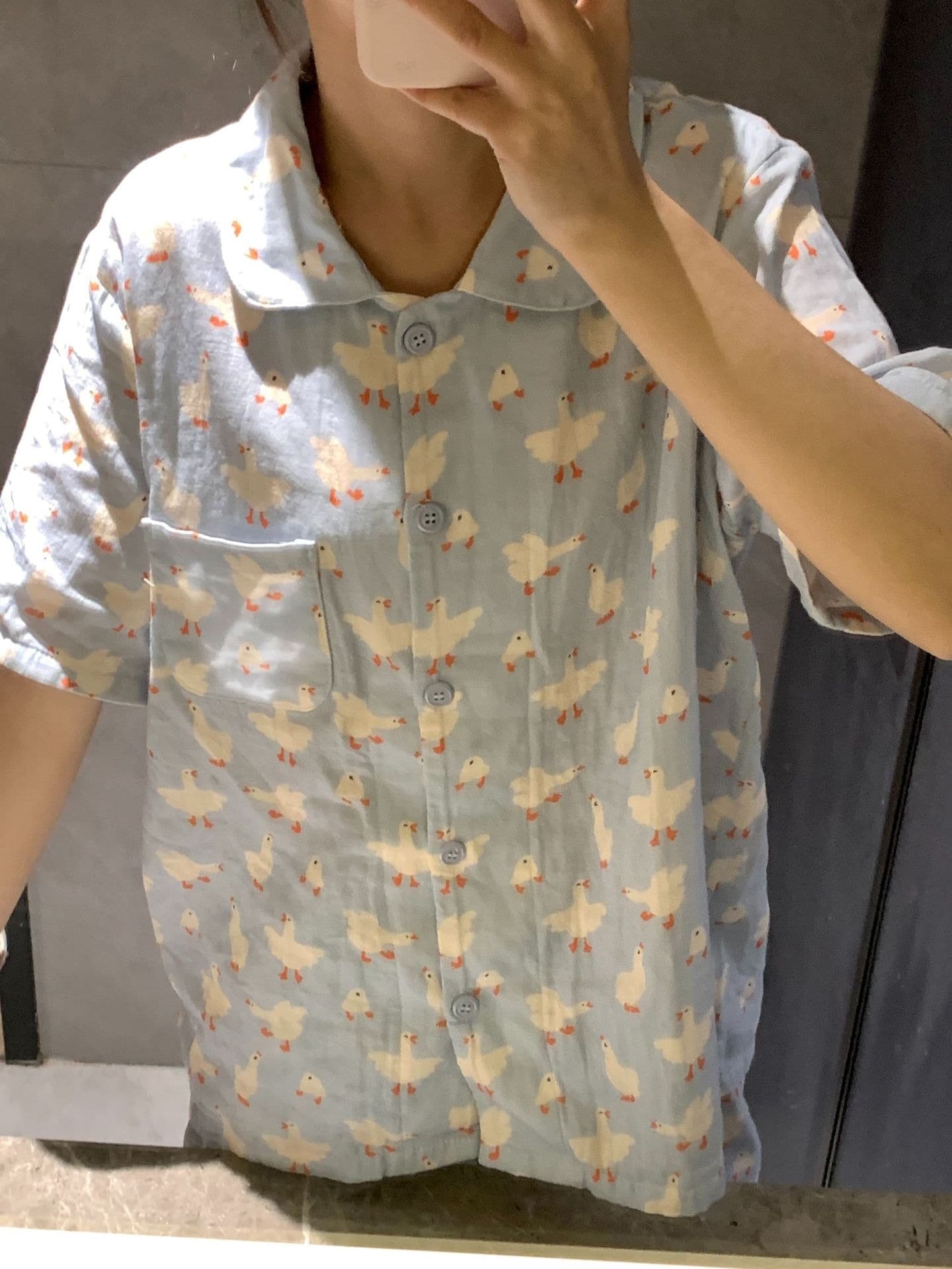 短袖短裤~100%棉A类双层纱小翻领少女睡衣套装夏季家居服 6