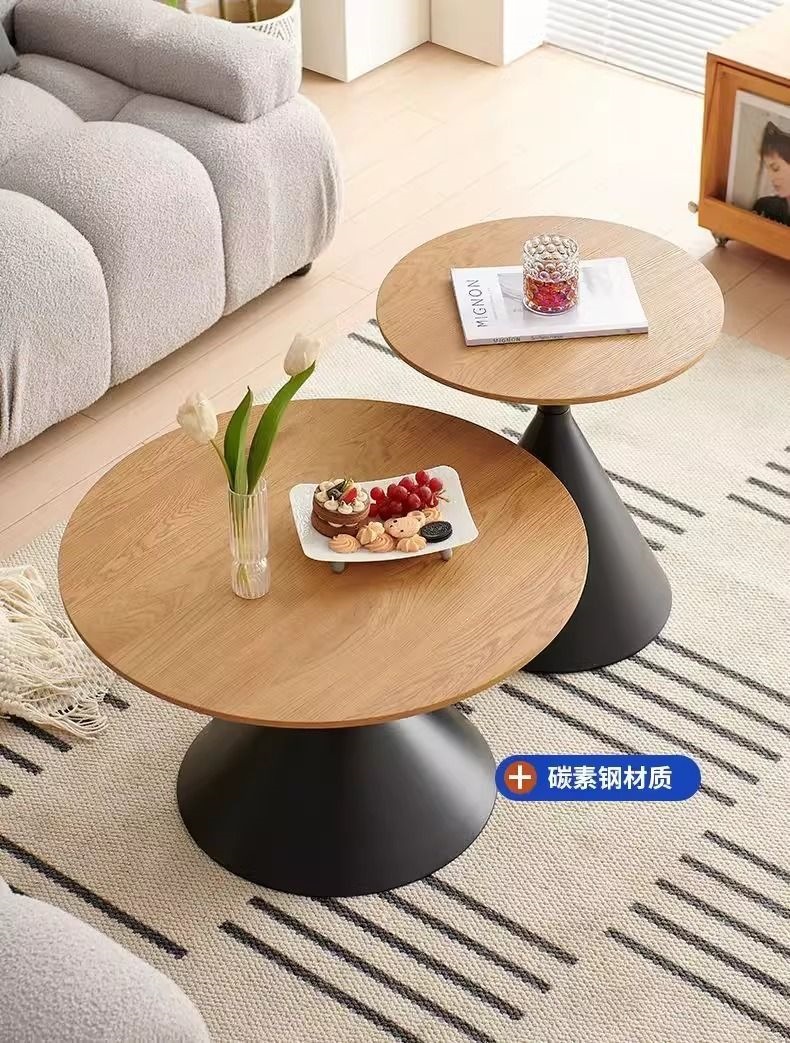 现代轻奢黑白撞色子母茶几客厅家用小户型百搭网红高颜值创意圆桌 13