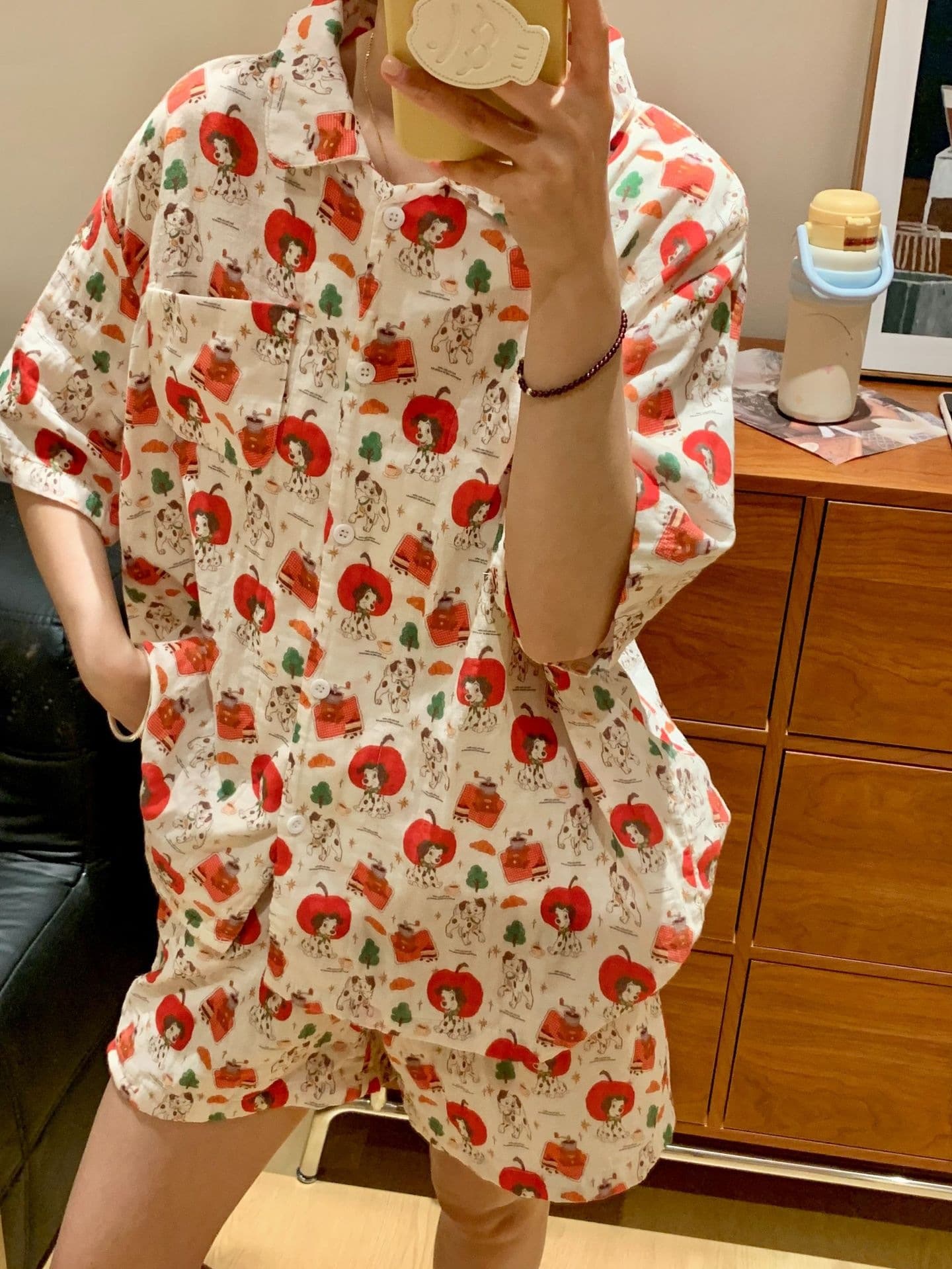 短袖短裤~100%棉A类双层纱小翻领少女睡衣套装夏季家居服 14