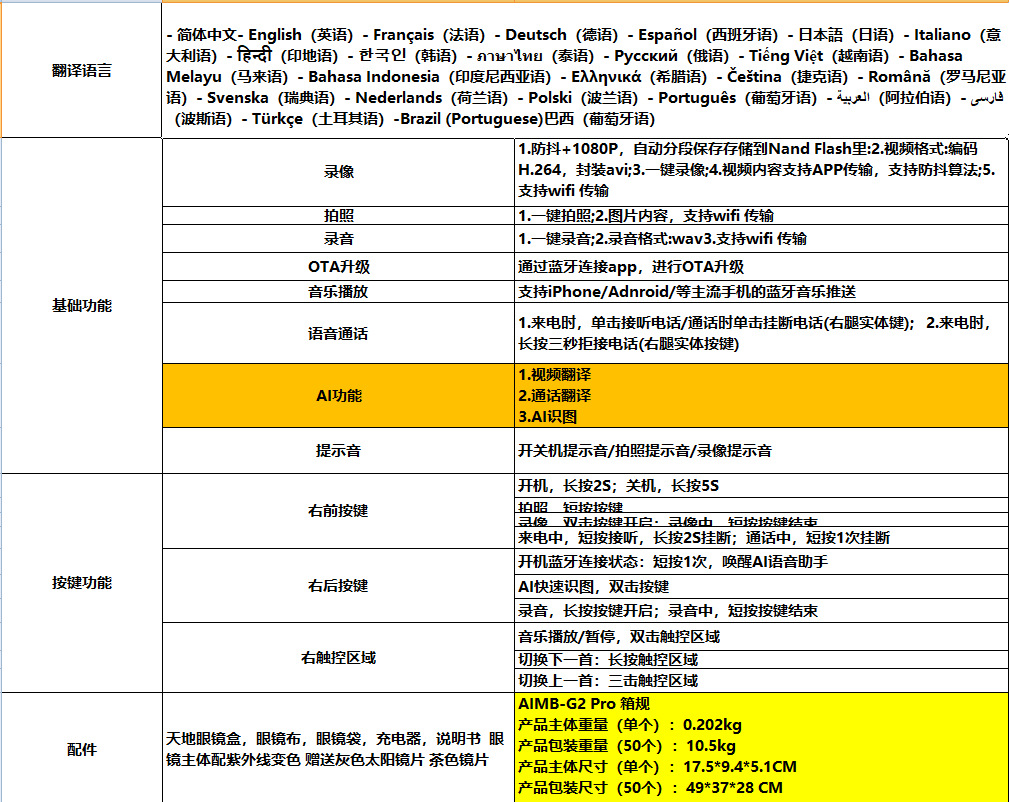 爆款AIMB-G2 Pro智能眼镜800万像素S1蓝牙通话录音录像Ai识图翻译 3