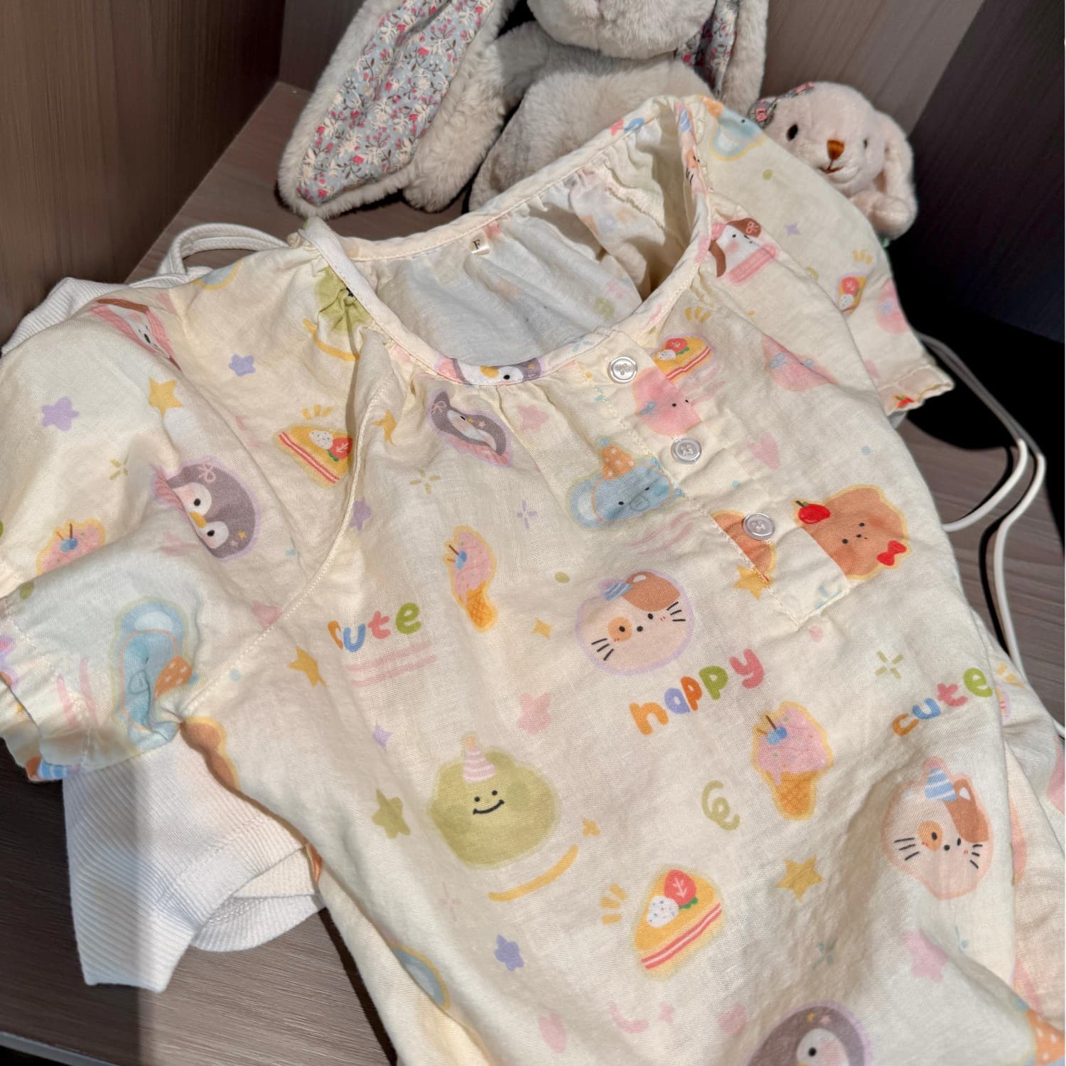 圆领短袖短裤A类全棉双层纱套头睡衣套装家居服纯棉纱布亲肤透气 24