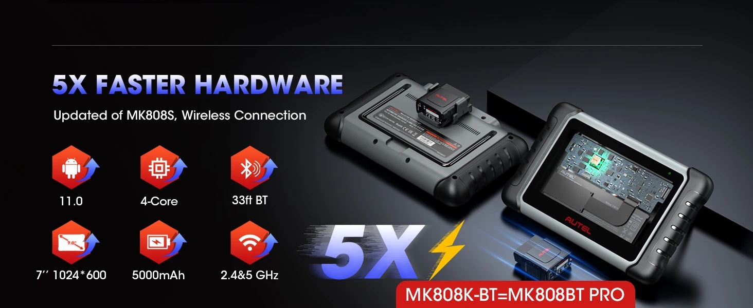 Autel MaxiCOM MK808K-BT双向蓝牙OBD2扫描仪与MK808BT Pro MK808 7