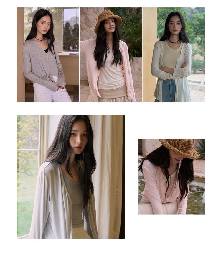 芬娜富春夏天丝莫代尔开衫女蚕丝羊毛韩系亲肤针织衫轻薄纽扣上衣 20