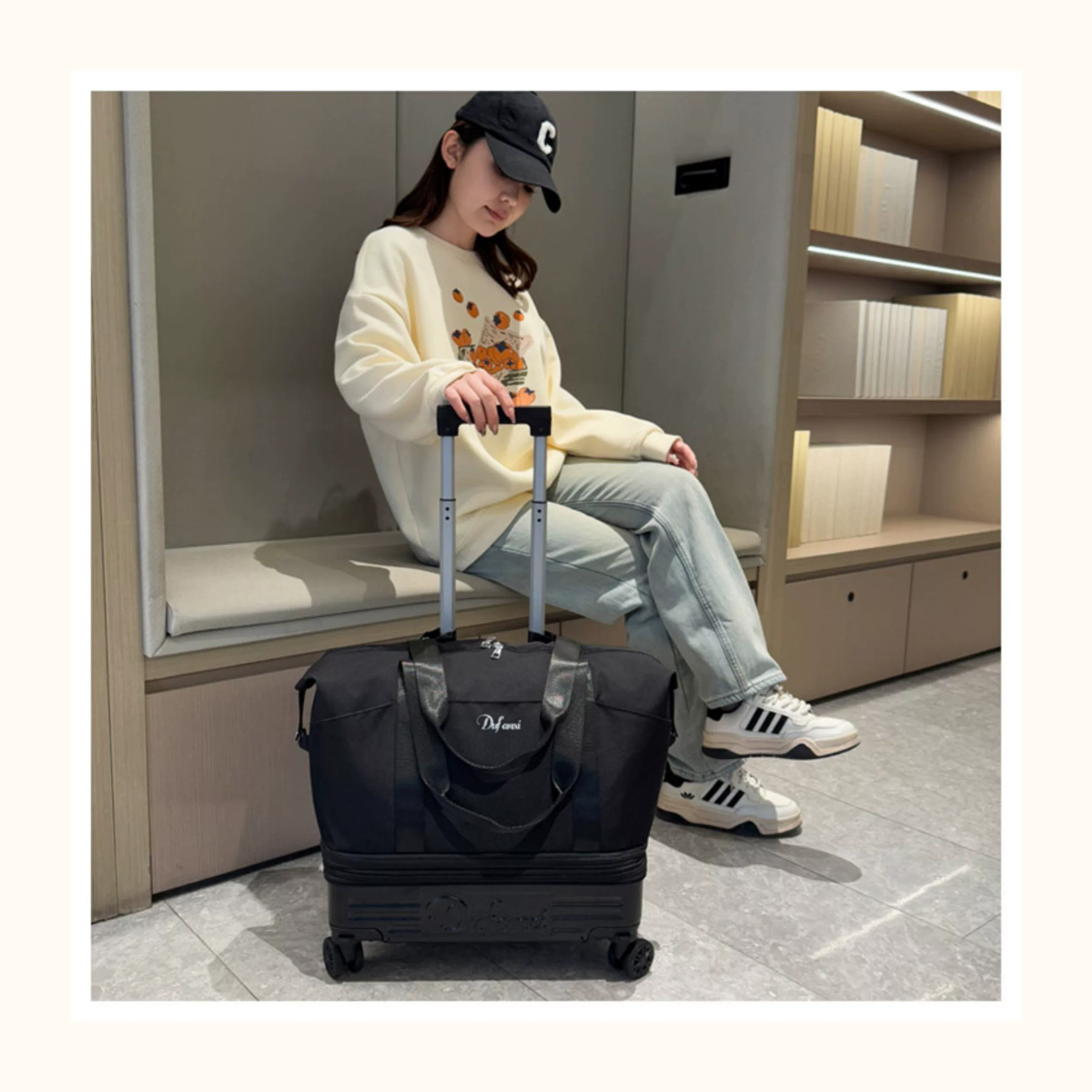万向轮背拉两用旅行包带拉杆新款行李袋收纳包瑜伽待产出差手提包 32
