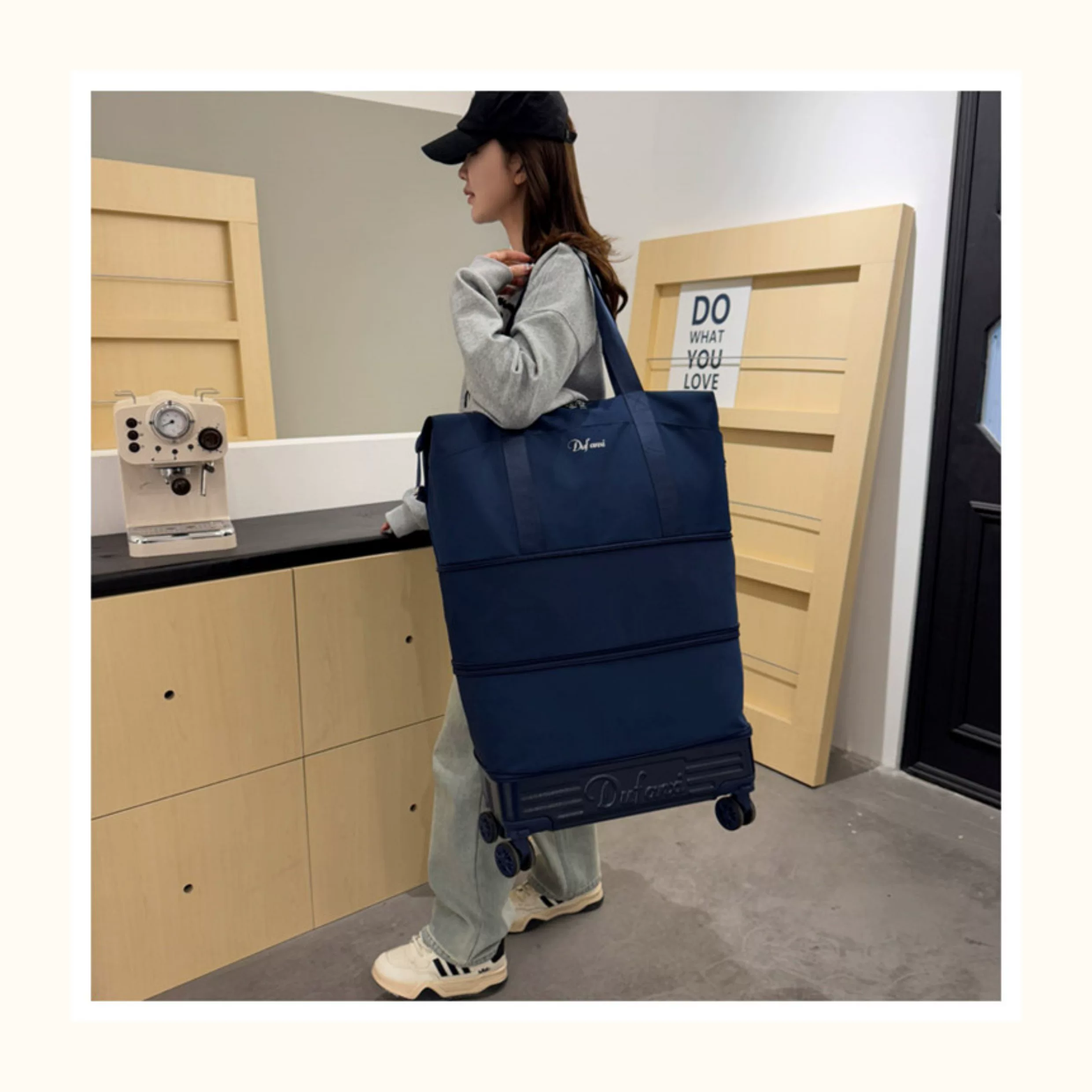 万向轮背拉两用旅行包带拉杆新款行李袋收纳包瑜伽待产出差手提包 53