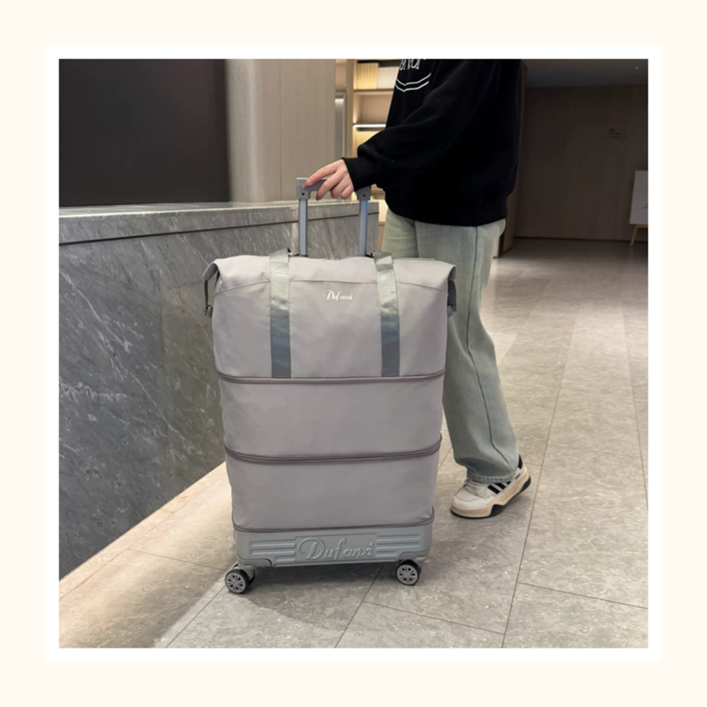 万向轮背拉两用旅行包带拉杆新款行李袋收纳包瑜伽待产出差手提包 24