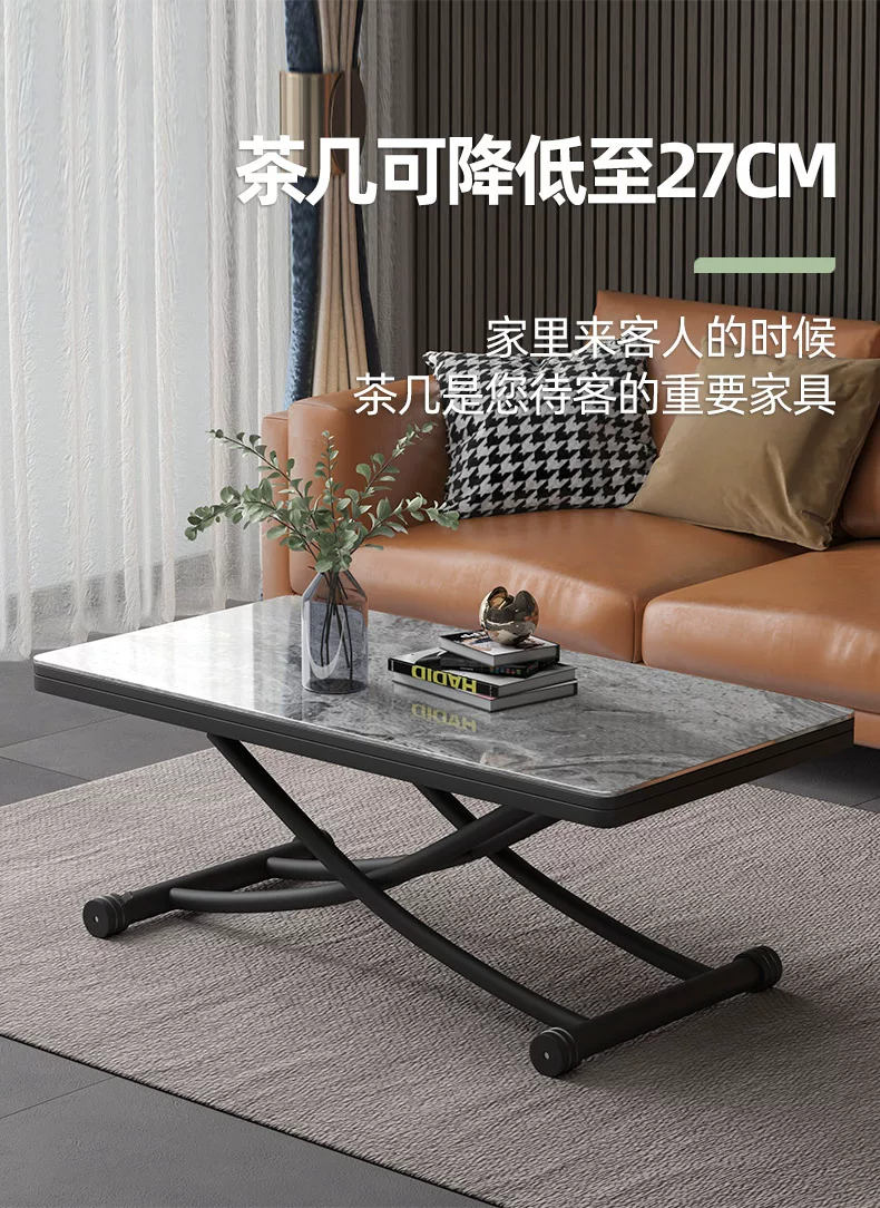 升降茶几餐桌两用多功能创意简约长方形小户型家用客厅可折叠移动 13