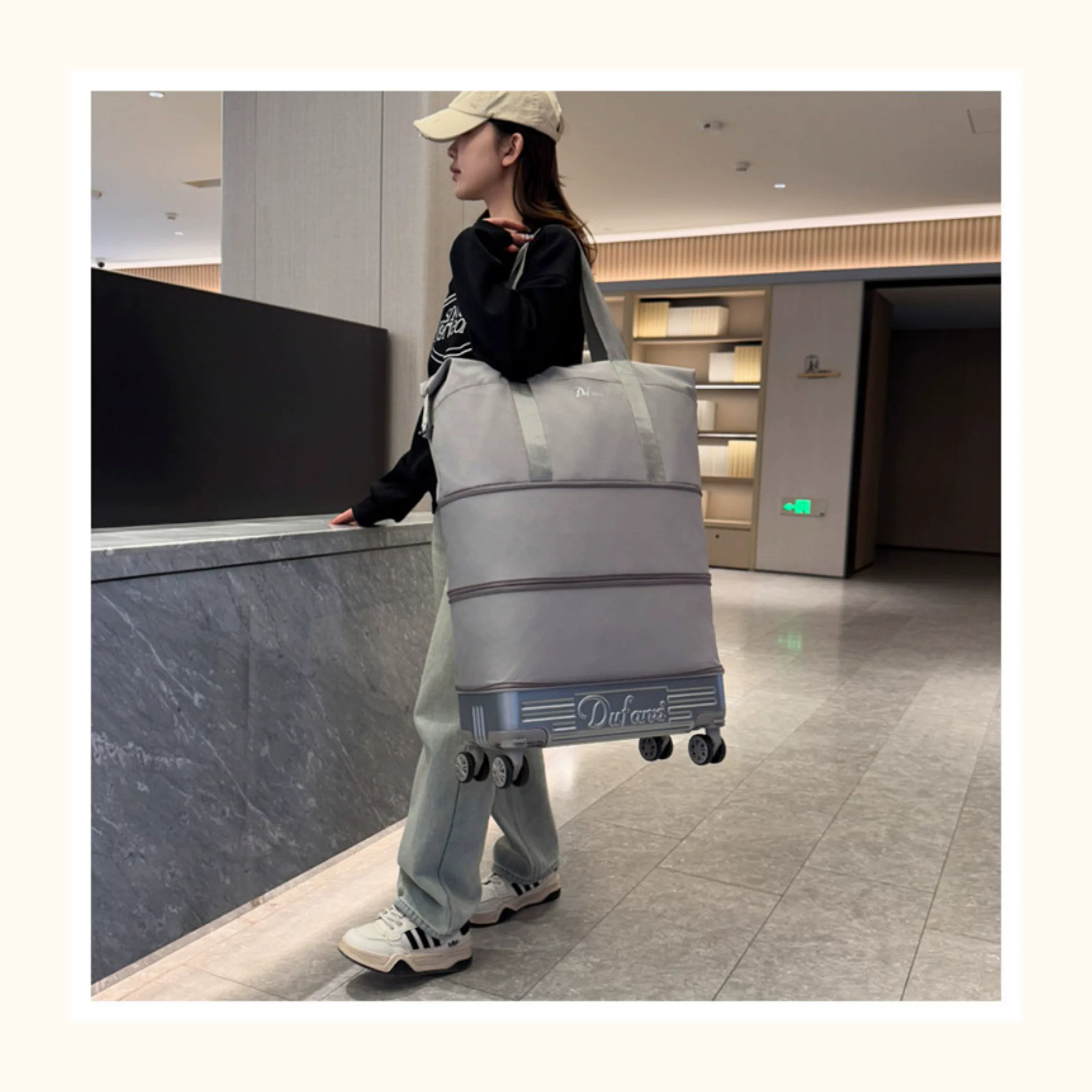 万向轮背拉两用旅行包带拉杆新款行李袋收纳包瑜伽待产出差手提包 28