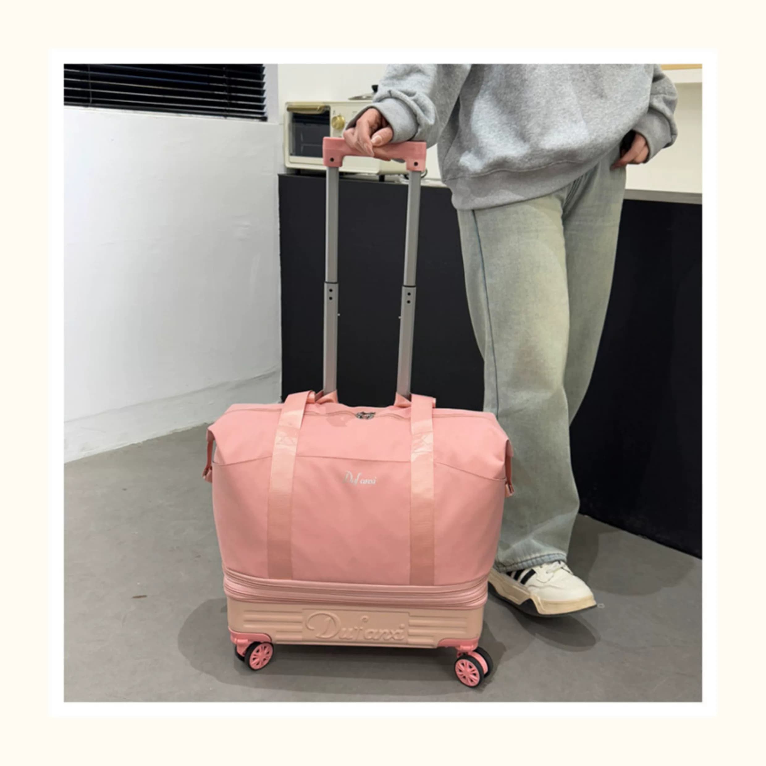 万向轮背拉两用旅行包带拉杆新款行李袋收纳包瑜伽待产出差手提包 36